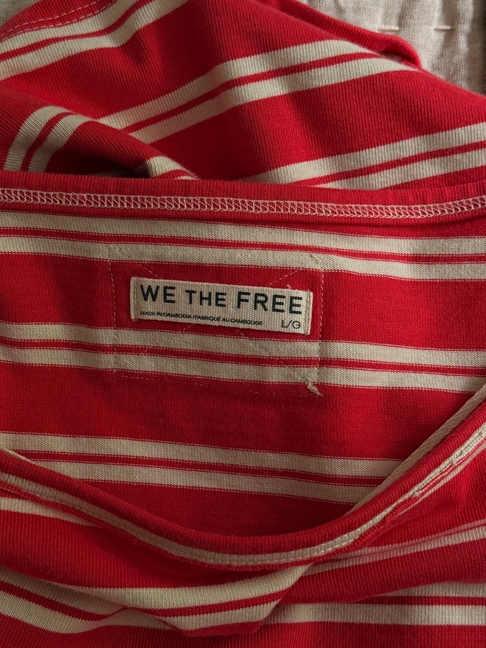 Free People Orange/Red & Cream Striped Relaxed Long Sleeve - Picture 4 of 4